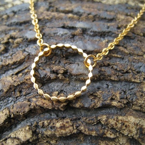 Geometric twisted cycle necklace, plated stainless steel, infinity gold, minimalist