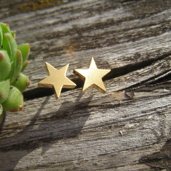 Star ear studs, gold plated stars, stainless steel ear studs, minimal stars