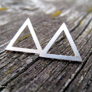 Triangle studs silver, stainless steel, geometric,