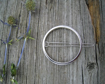 Circle silver hair clip, metal hair clip, round clasp