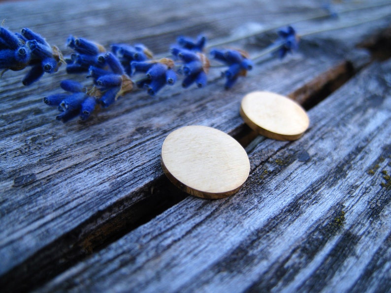 Big flat round stud earrings, full moon, gold stud earrings, minimalist circles, gold moon, gold studs image 7