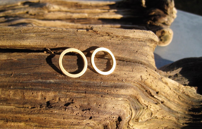 Gold Earstud Circle, Stainless Steel, real gold plated, open circle studs image 4