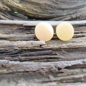 Big flat round stud earrings, full moon, gold stud earrings, minimalist circles, gold moon, gold studs image 2