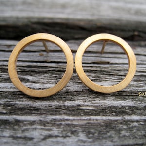 Gold Earstud Circle, Stainless Steel, real gold plated, open circle studs image 1