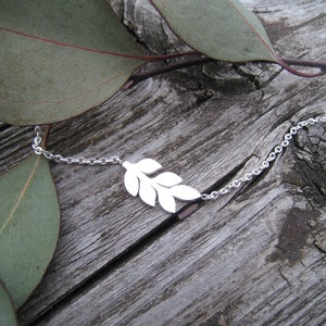 Leaf necklace silver, stainless steel silver, branch chain, silver-plated