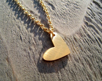 Gold heart necklace, gold plated heart necklace, stainless steel heart necklace gold