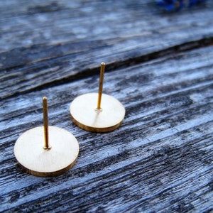 Big flat round stud earrings, full moon, gold stud earrings, minimalist circles, gold moon, gold studs image 10