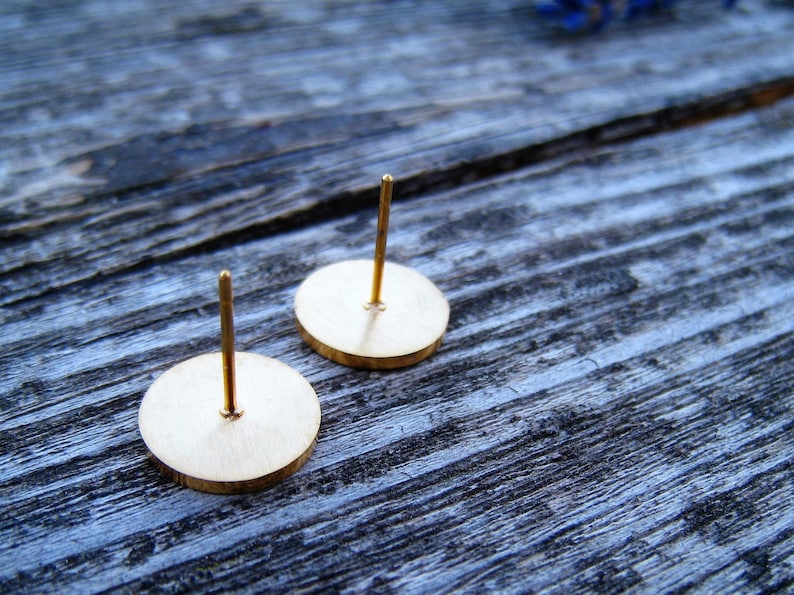 Big flat round stud earrings, full moon, gold stud earrings, minimalist circles, gold moon, gold studs image 10