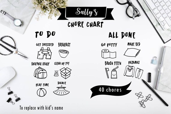 Kids Chore Chart Svg Files For Cricut Chore Chart Cut Etsy