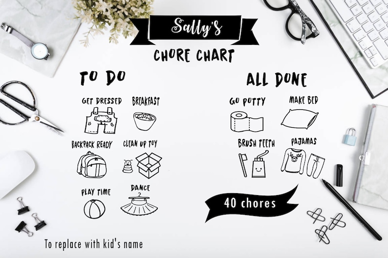 Kids Chore Chart Svg Files for Cricut/chore Chart Cut Files/dxf Files/kids Chore Chart Printable