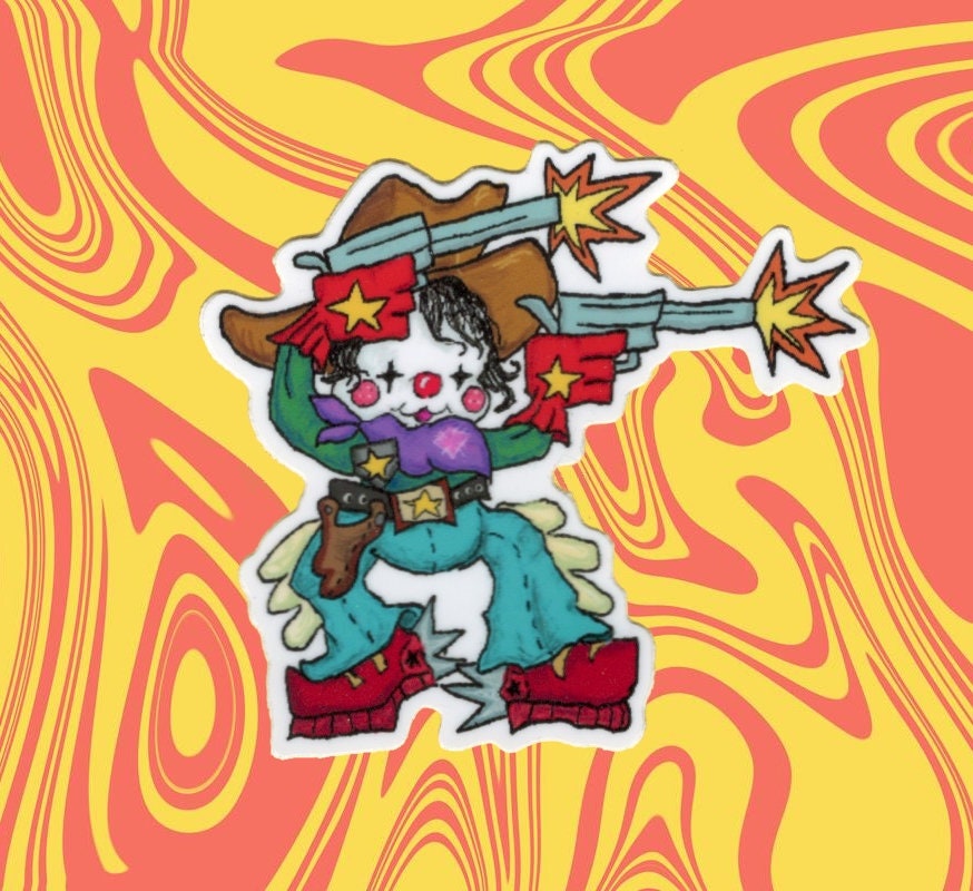 Cowboy Clown Gunslinger Sticker