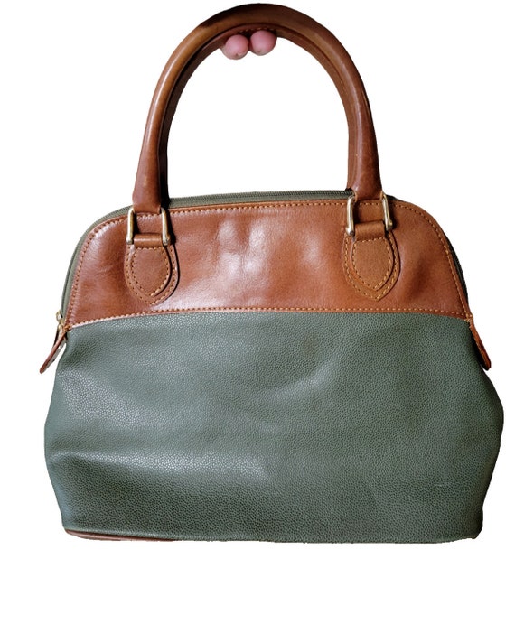 Vintage Carolina Herrera Green and Brown Leather … - image 5