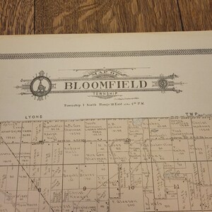 Vintage 1907 Atlas Plat Map ~ Bloomfield Township Walworth County ...