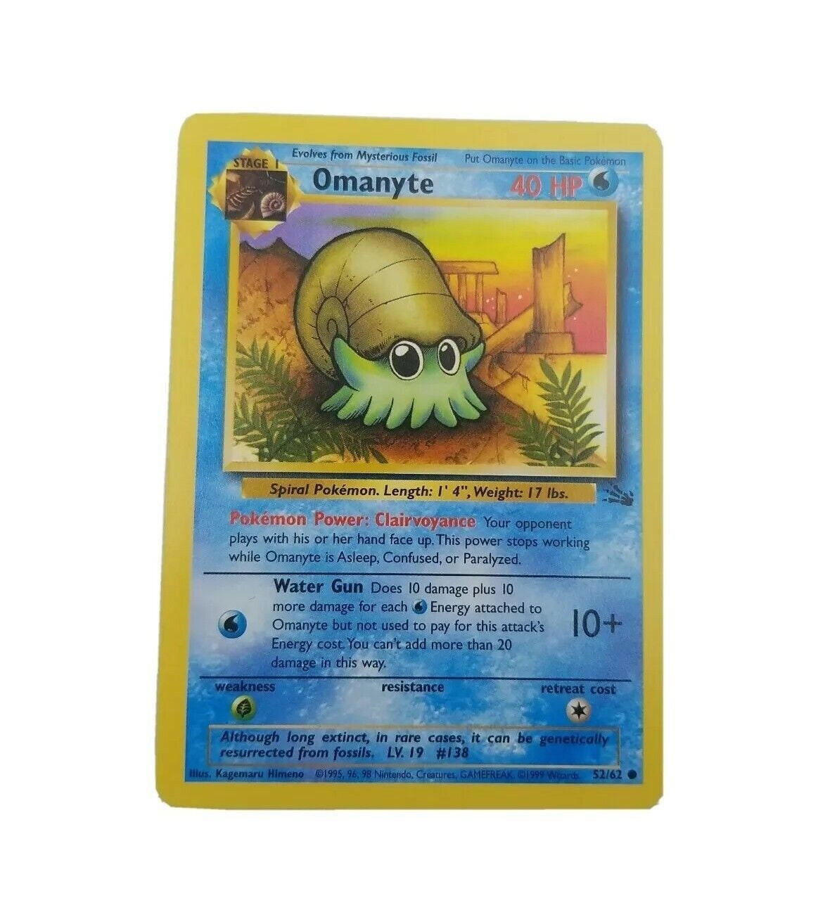 Pokmon TCG Omanyte Fossil 52 Regular Unlimited Common - Etsy