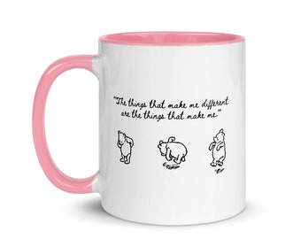 Winnie the Pooh Drawing Mug with Color Inside A.A. Milne Quote 11 Oz