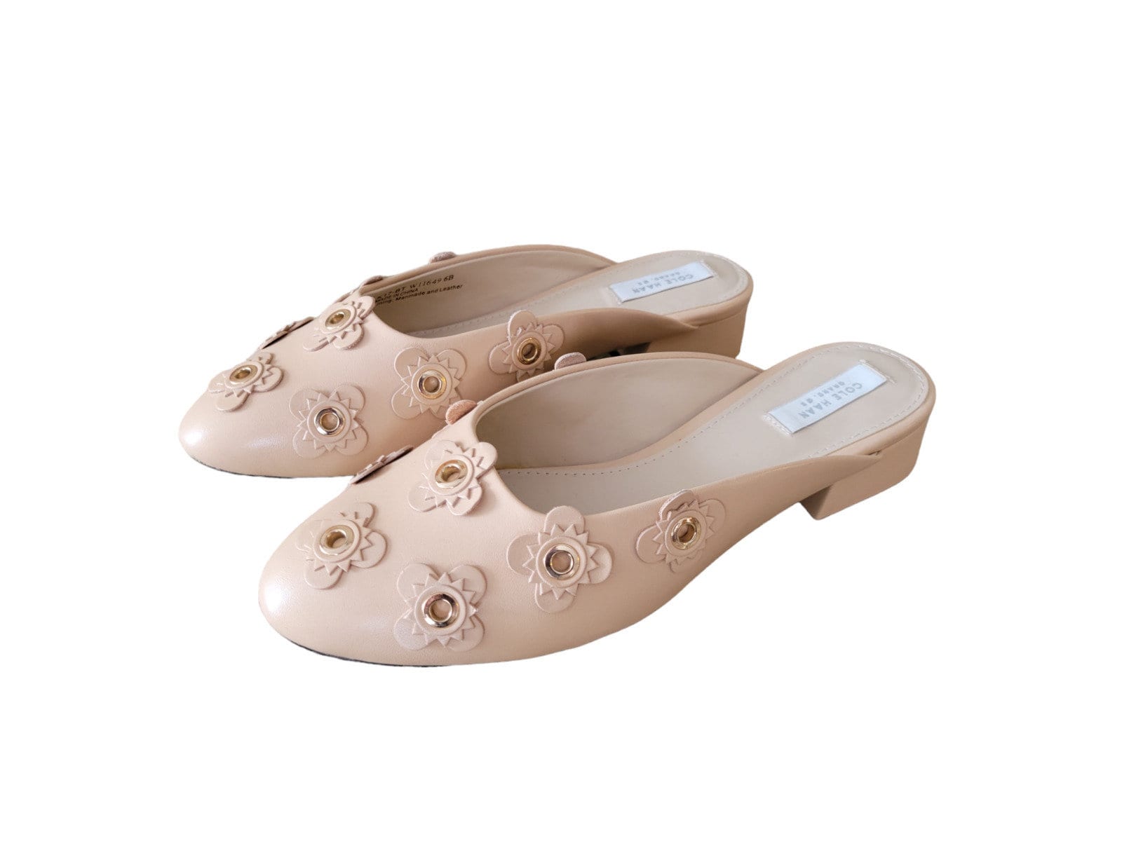 Cole Haan Laree 3D Floral Slip on Mules Beige Womens Shoes Size 6