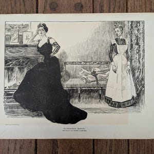 Original 1900 &quot;Matrimonial Misfits&quot; Charles Gibson Girl 2 Sided Print  17&quot; x 11&quot;