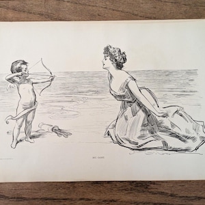 Original 1900 &quot;Big Game&quot; &quot;The Economy&quot; Charles Gibson 2 Sided Print 17&quot; x 11&quot;