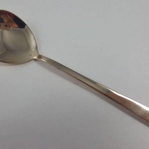 Gold Electroplate Silverplate Serving Spoon in Plain Pattern Golden Flatware