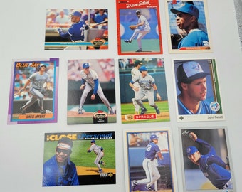 Lot 10 Toronto Blue Jays Baseball Trading Cards 90s Henke White Myers Sprauge