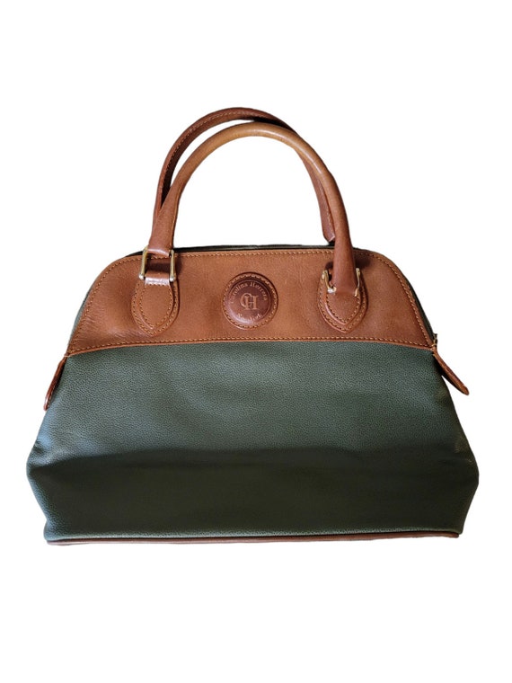 Vintage Carolina Herrera Green and Brown Leather … - image 4