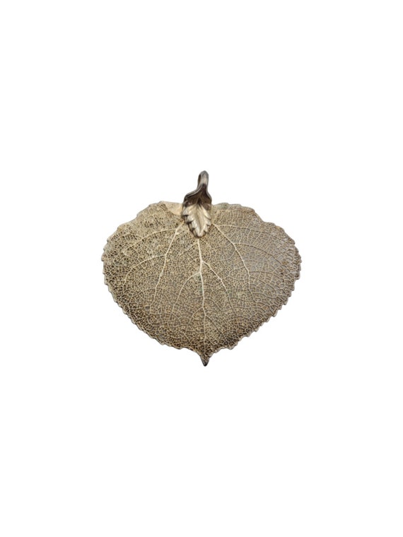 Vintage Real Aspen Leaf Electroplated Silver Penda