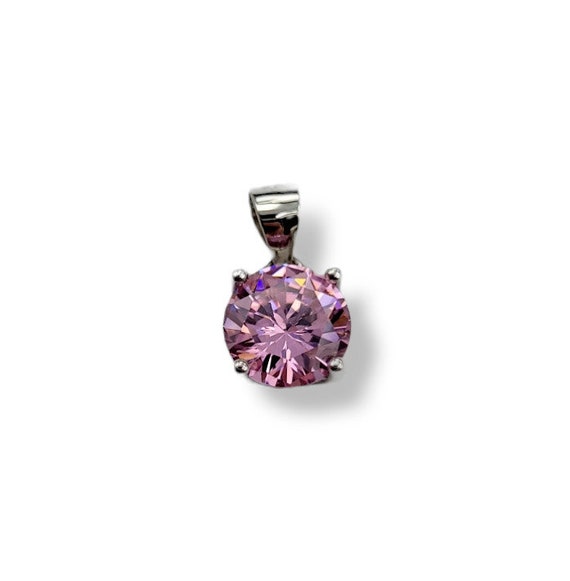 Gorgeous Round Pink CZ and Sterling Silver 925 Pe… - image 3