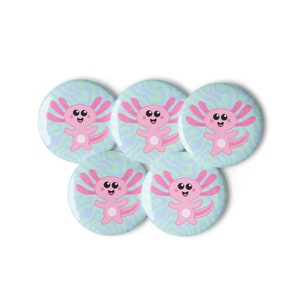 Schattige Axolotl Cartoon afbeelding set van 5 funky speldknoppen