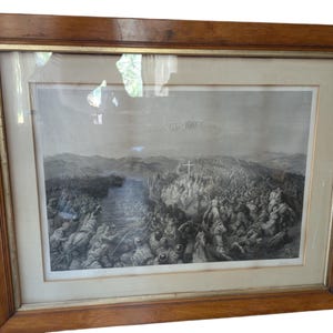 Original Battle of Ascalon 1881 Engraving Signed Gustave Dore & CW Sharpe 34x 24