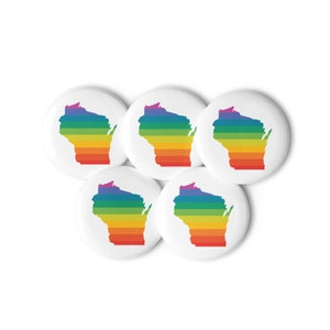 Wisconsin Rainbow Pride State Set of Pin Buttons
