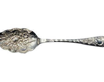 Berry Spoon ~ Barker Bros Made in England Repousse Silverplate Flatware 7 3/8"