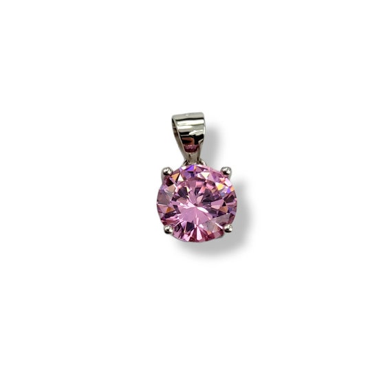 Gorgeous Round Pink CZ and Sterling Silver 925 Pe… - image 1