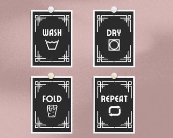 Laundry Room Art Prints: Wash, Dry, Fold, Repeat (Digital Download)