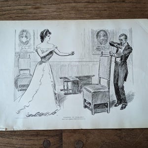 Original 1900 &quot;Warning to Noblemen&quot; Charles Gibson 2 Sided Print Art 17&quot; x 11&quot;