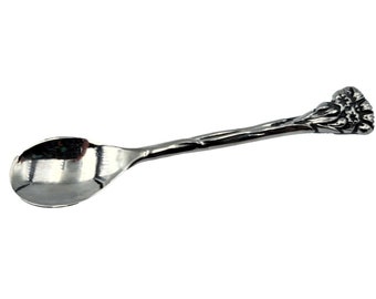 Coffee Spoon ~ Lovely Floral Design on Handle Silverplate Flatware Silverware 4"