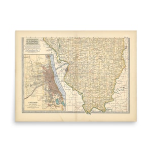 Southern Illinois Chicago 1897 Atlas Map Print Poster