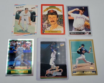 Lot 6 San Diego Padres Baseball Trading Cards 90s Joyner Whitson Grant Ashby etc