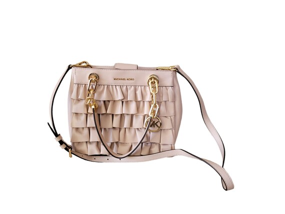 Michael Kors Cynthia Small Ruffled Leather Pink Satchel Bag 9.5 X 7.75 X 4.5 Etsy