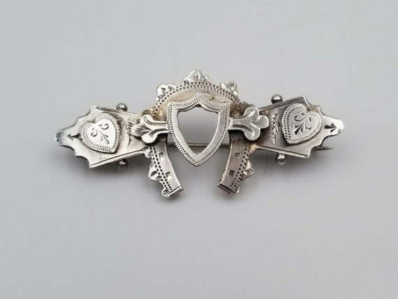 victorian silver sweetheart brooches