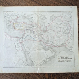 Original 1856 History Map Persian Empire Babylonian Assyrian 16.5&quot; x 13.5 German