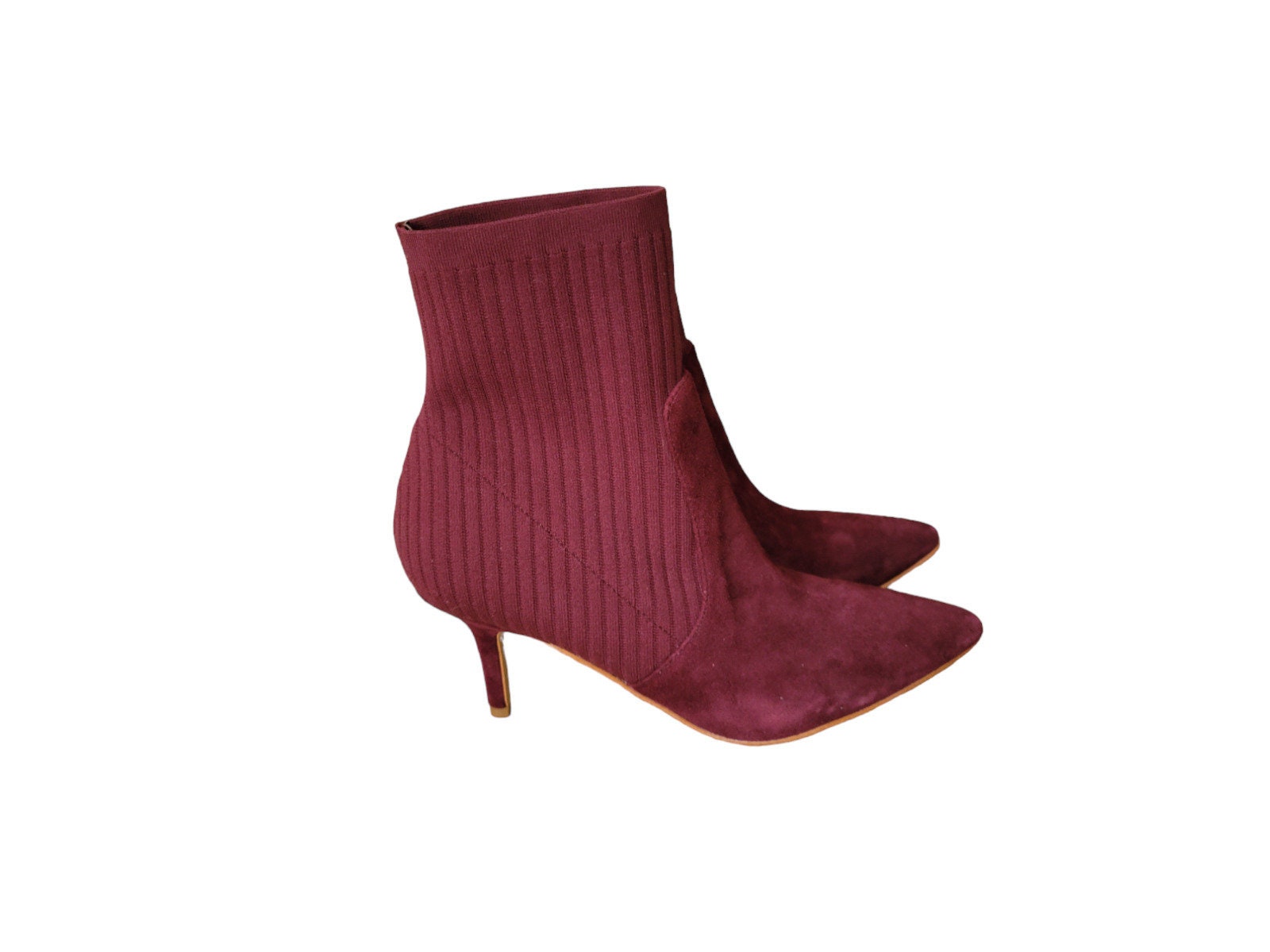 Mark Fisher Albinia Maroon Purple Suede Ankle Knit Sock Women s