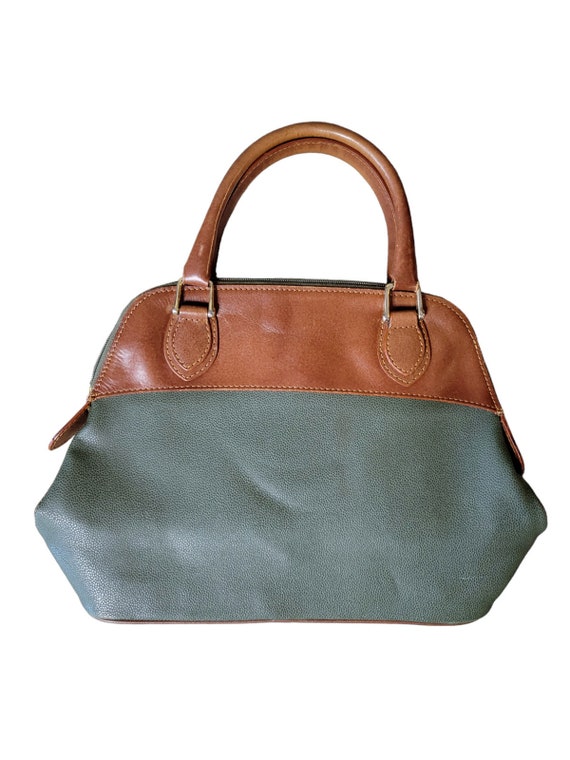 Vintage Carolina Herrera Green and Brown Leather … - image 2