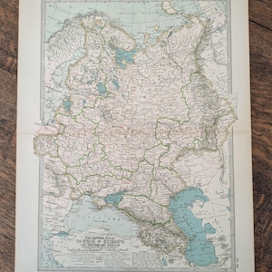 Original 1897 Russia Poland Finland Map The Century Atlas 12 3/4&quot; x 16.5&quot;