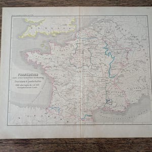 Original 1856 History Map France Frankreich 16.5&quot; x 13.5 German Atlas