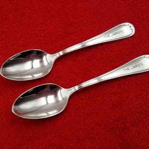 2 Demitasse Spoons ~ The Jardin Hotel Silverplate Souvenir Flatware 4 1/4&quot;