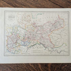 Original 1833 Prussia / Prusse Hand Colored French Map Thierry 10 3/4" x 16.5"