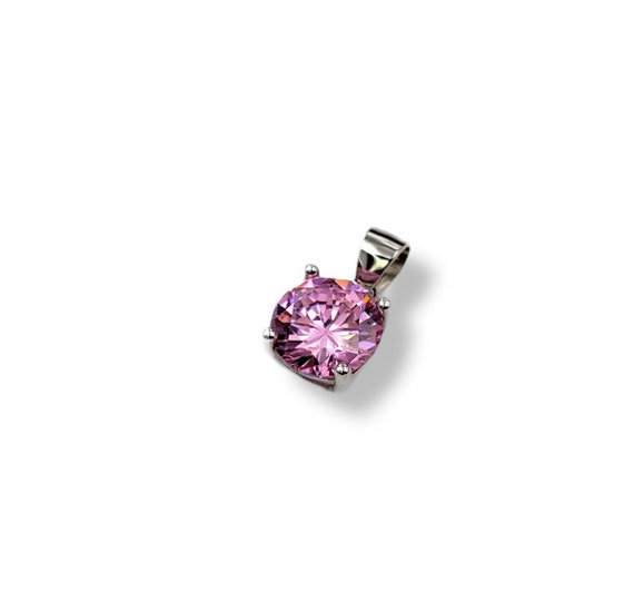 Gorgeous Round Pink CZ and Sterling Silver 925 Pe… - image 2