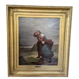 School of Jozef Israels Original Dutch 19th Century Oil Painting 22&quot; x 18&quot; RARE!