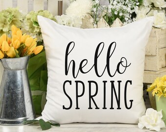 hello spring pillow