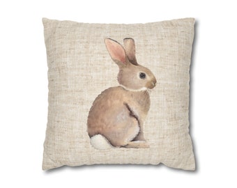 Easter Bunny Pillow Cover: Rustic Farmhouse Decor